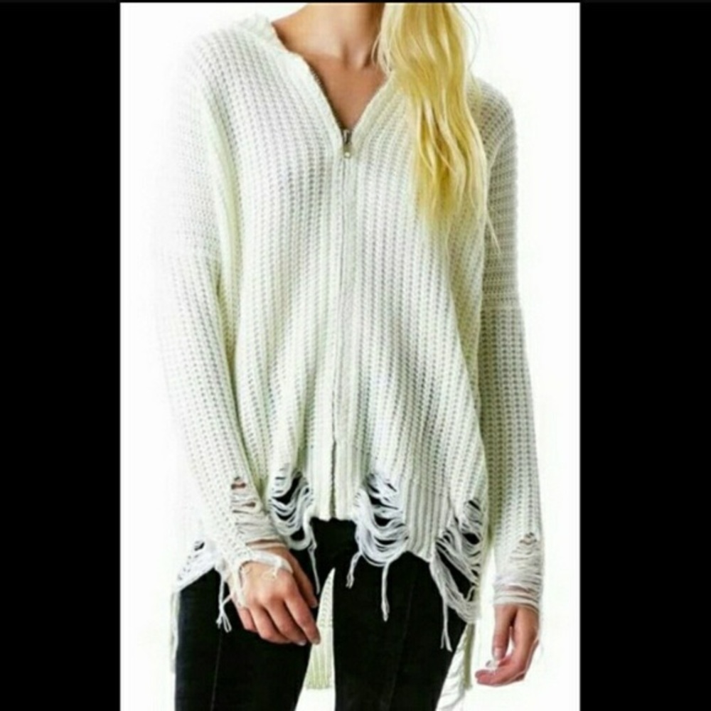 UNIF distressed cardigan white